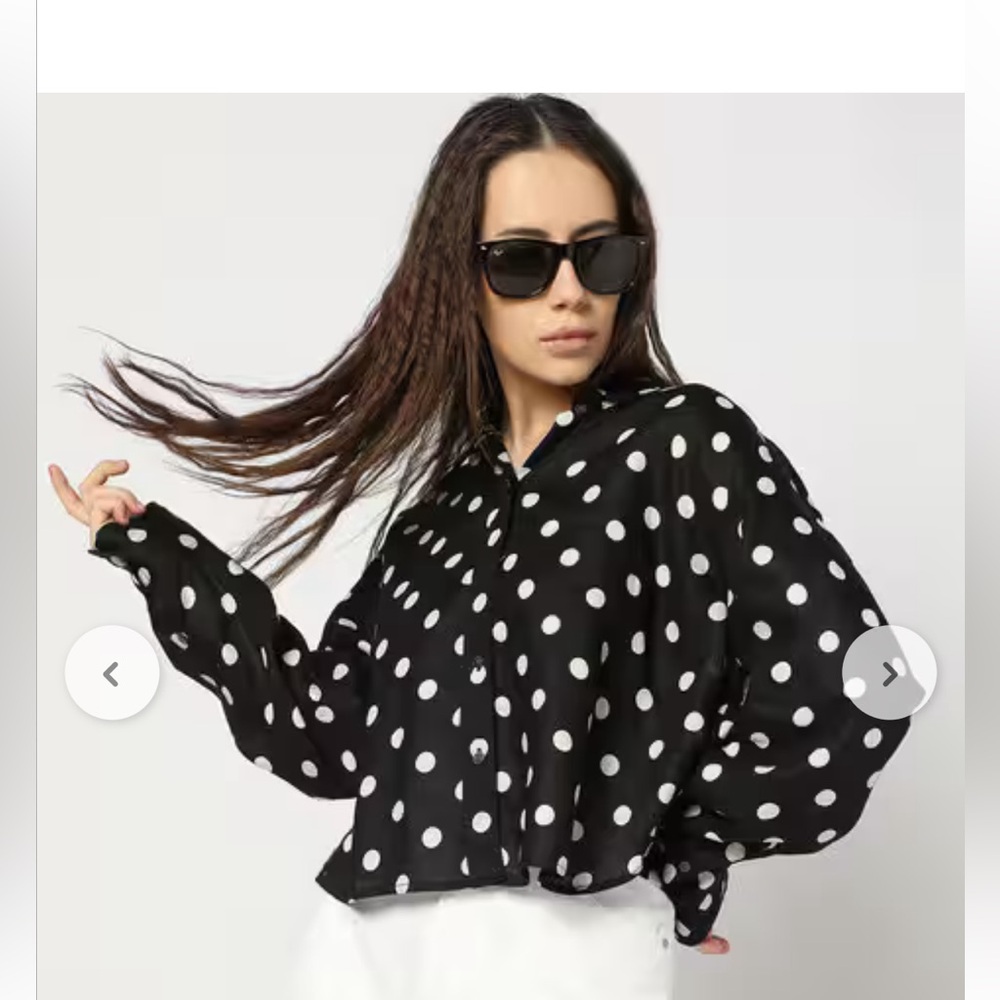 GAP Black and White Polka Dot Button Down linen blouse